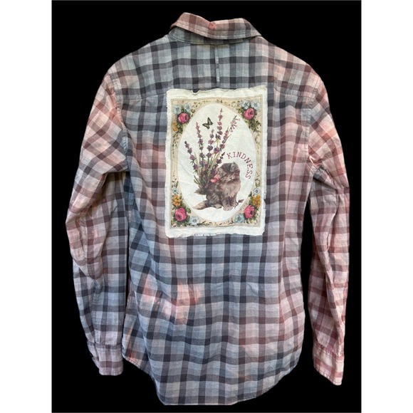 Tops - Moonshine Salvage Kindness Kitten Flannel Shirt | Small | One of a Kind